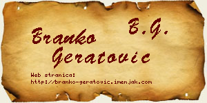 Branko Geratović vizit kartica